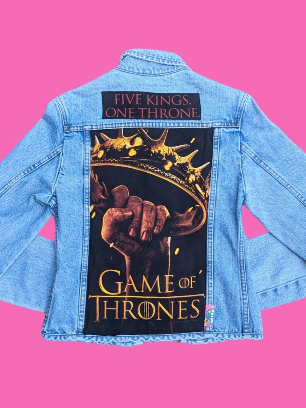 Games of Thrones Upcycled T-Shirt Denim Jacket Size S